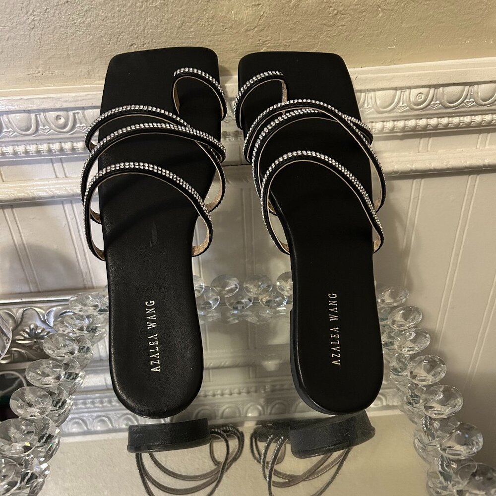 Azalea Wang Last to Leave Rhinestone Flat Sandal